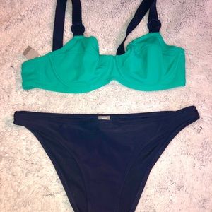 Aerie teal & navy bikini top - BRAND NEW